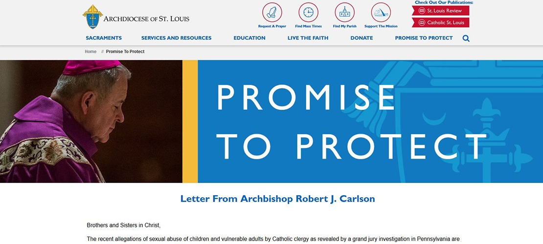 Archdiocese of St. Louis continues its promise to protect children from abuse, launches new information gateway