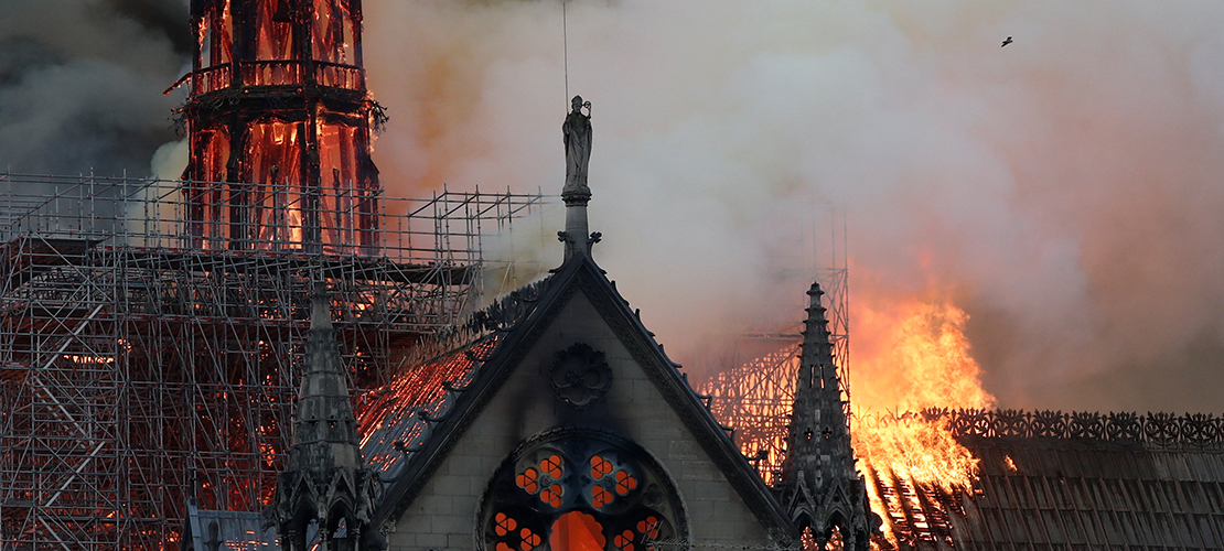 Historic Notre Dame Cathedral in Paris engulfed in flames