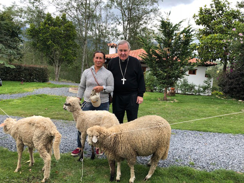 Archbishop Robert J. Carlson visited the Messengers of Peace community in Colombia. With a $5,000 grant from the Archbishop’s Charity Fund, the Messengers of Peace have started a program to give sheep to people in need to use as a source of income.
