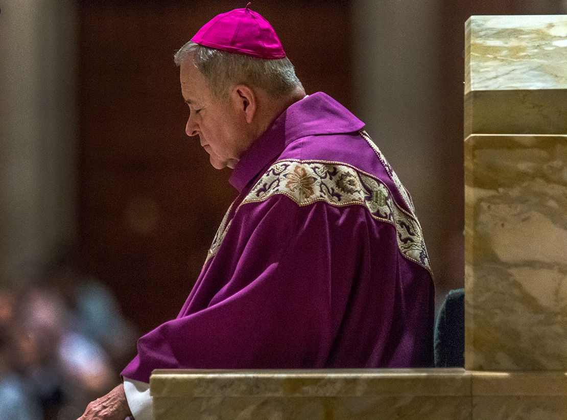 Archbishop Robert J. Carlson prayed at a Mass of Reparation Sept. 7 at the Cathedral Basilica of Saint Louis.