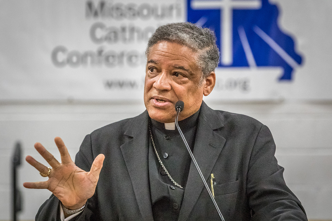 Auxiliary Bishop Joseph Perry of the Archdiocese of Chicago was the keynote speaker at the Missouri Catholic Conference Annual Assembly at Helias High School in Jefferson City on Oct. 6. He spoke about Pope Francis’ continual calls to go to the peripheries.