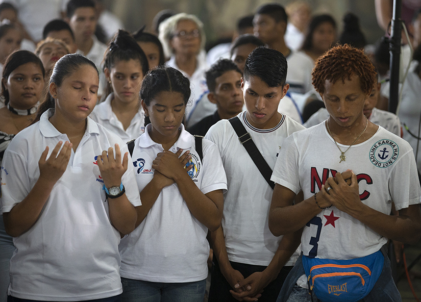 Young people participated in a vigil at the Church of Christ the Redeemer April 22 outside Panama City. World Youth Day 2019 will be celebrated Jan. 22-27 in Panama City.