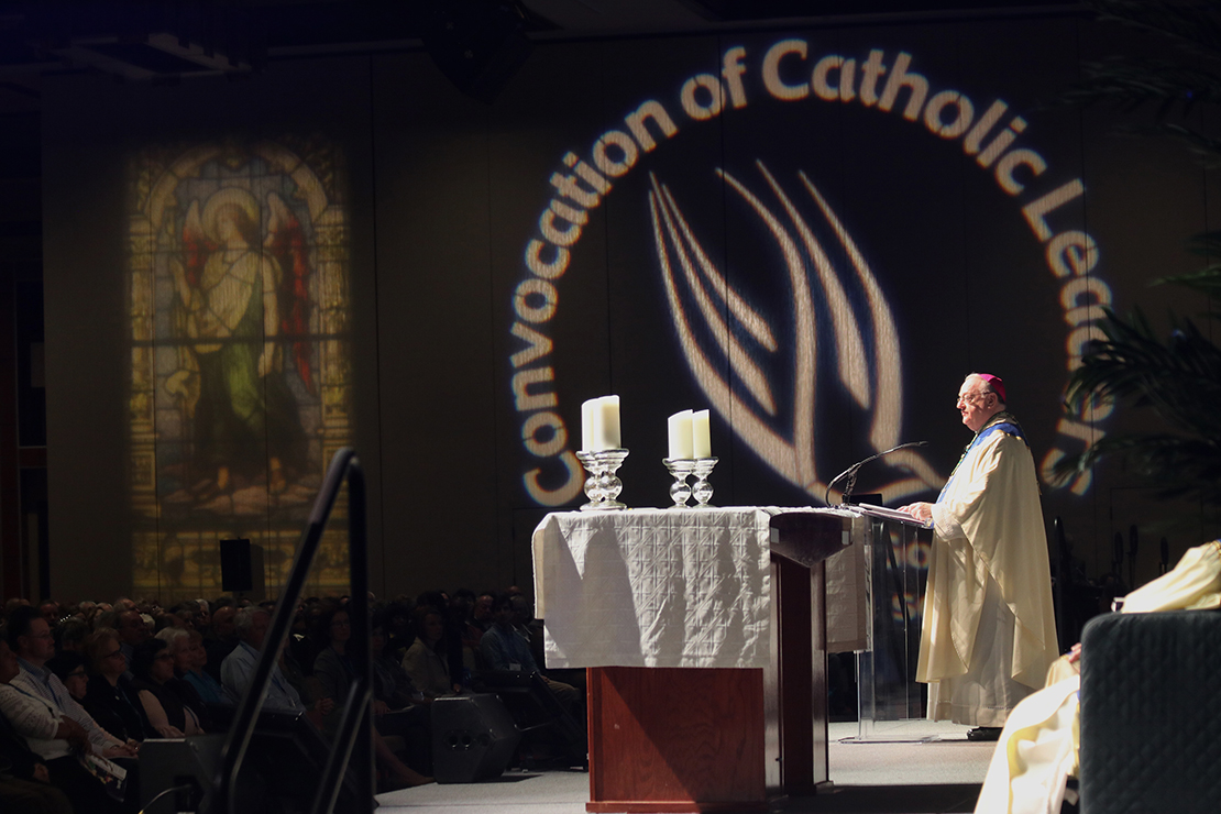 Bishop Dennis J. Sullivan of Camden, N.J., addressed delegates at the diocese’s “Convocation of Catholic Leaders: The Joy of the Gospel” in Atlantic City March 25.