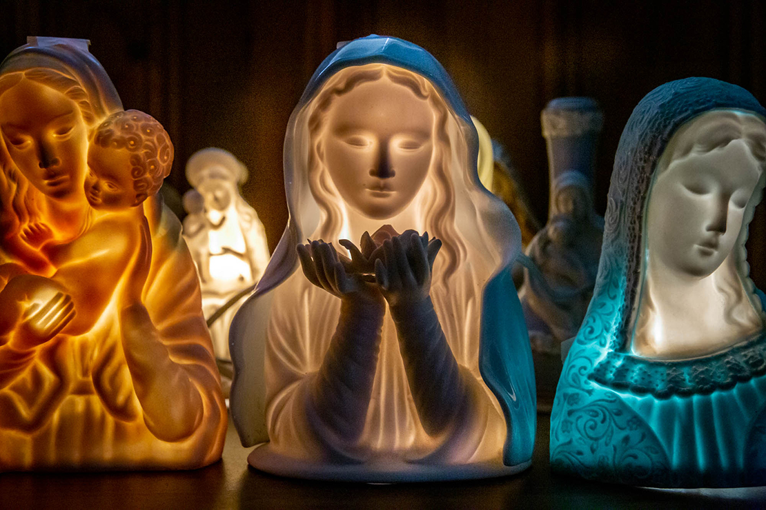 The World Apostolate of Fatima inherited a collection of statues of Mary (including Marian night lights) that will be displayed at the St. Louis Division of the World Apostolate of Fatima building.