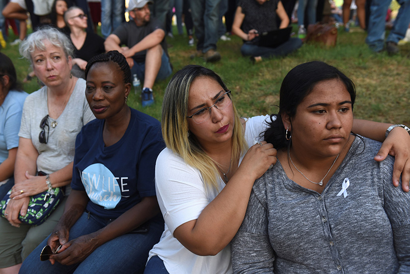 People gathered for a vigil Sept. 1 following a mass shooting Aug. 31 in Odessa, Texas. Seven people were killed and 25 were injured in a shooting along 10 miles of highways between Odessa and Midland, Texas.