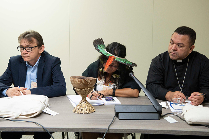 Members, observers and experts at the Synod of Bishops for the Amazon met in a small working group Oct. 10 in the Vatican synod hall. The small group reports, released Oct. 18, pledged the Church’s support for the rights of indigenous people and a renewed commitment to safeguarding creation. Some groups also proposed the ordination of some married men to the priesthood and the development of official ministries for women in the Church.