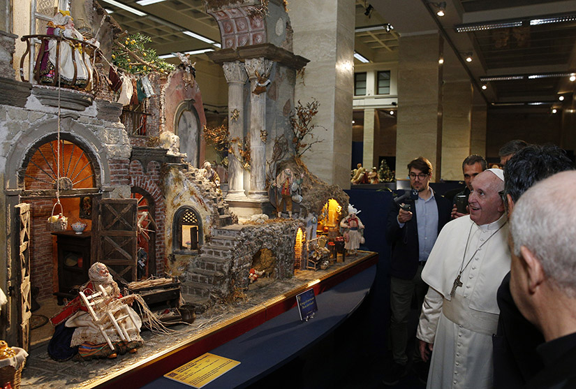 Pope Francis visited the exhibit “100 Nativity Scenes at the Vatican” in Rome Dec. 9.