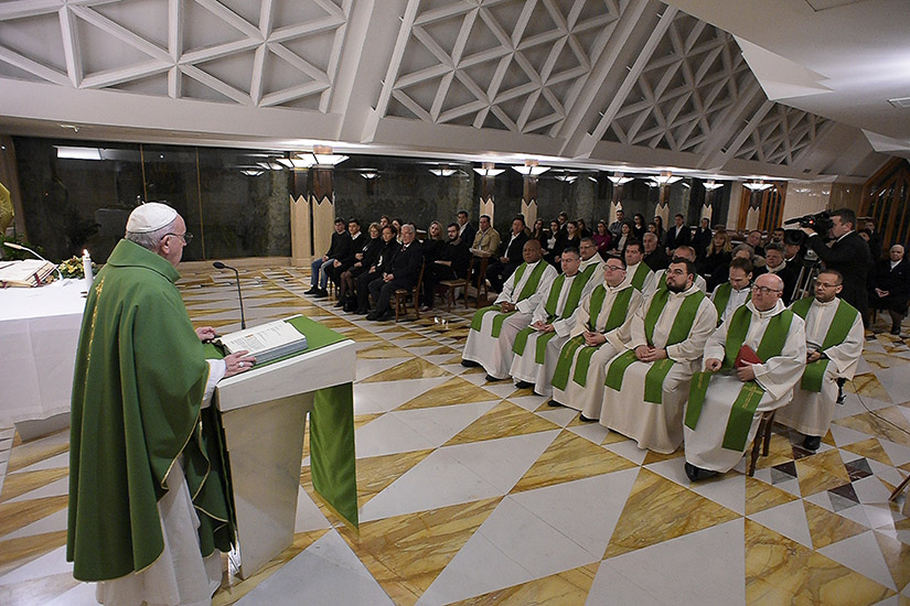 Pope Francis delivered the homily at Mass Jan. 30 in the chapel of his residence, the Domus Sanctae Marthae, at the Vatican. In his homily, the pope said the Gospel makes clear that God will judge people the same way they judge others.