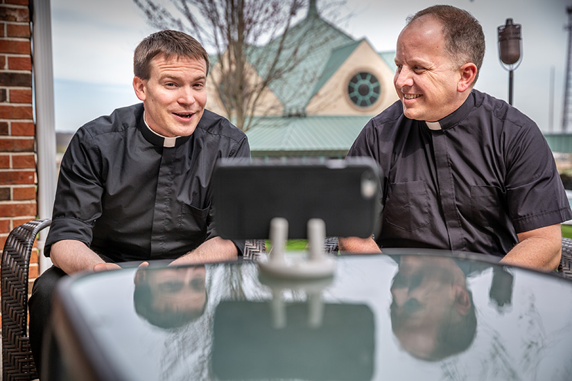 Father Thomas Vordtriede and Father Daniel Shaughnessy of St. Joseph Parish in Imperial made a video reflection about the Rosary to upload to the parish Facebook page. The priests post the reflections most days as a way to reach out to parishioners beyond the livestreaming of Masses.