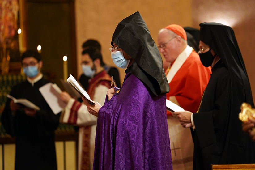 Bishop Daniel Findikyan, primate of the Eastern Diocese of the Armenian Church of America, was joined by religious leaders Oct. 21 at St. Vartan Armenian Cathedral in New York City for an ecumenical prayer service for peace and justice in Armenia, Artsakh and the world.
