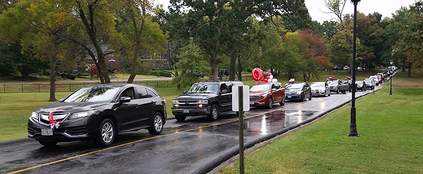 Cars lined up on the front drive at Ursuline Academy so alumnae, current students and friends could wish Thelma Hartnett a happy 100th birthday Oct. 3.