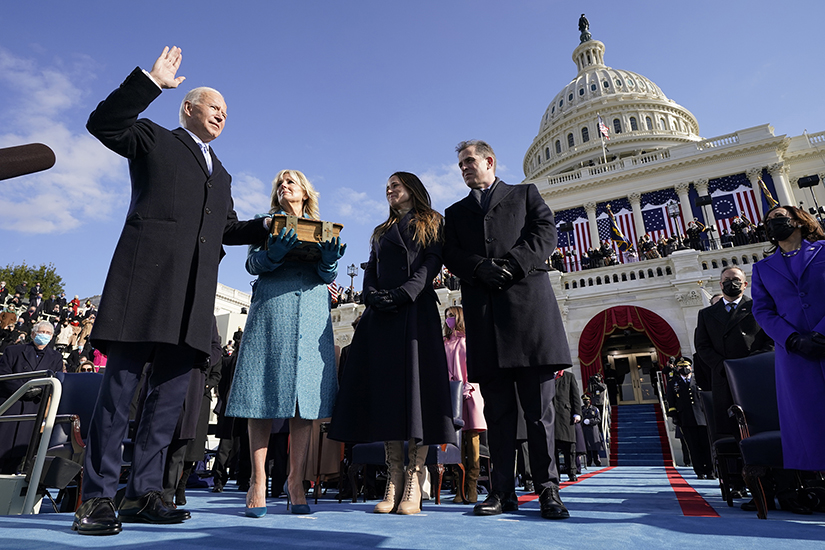 Joe Biden took the oath of office as he was sworn in as the 46th president of the United States by Chief Justice John Roberts. His wife, Jill Biden, held the Bible during the inauguration at the U.S. Capitol Jan. 20.