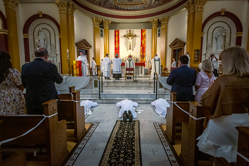 Dominican Fathers Adrian Patrick McCaffery, Benjamin Keller and James Pierce Cavanaugh were ordained to the priesthood on May 23 at St. Pius V Church in St. Louis by Archbishop Emeritus Robert J. Carlson.