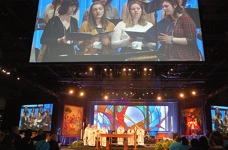 More than 2,000 people attended the April 3 opening Mass at the Duke Energy Convention Center for the 2018 National Catholic Educational Association Convention and Expo held April 3-5 in Cincinnati. 