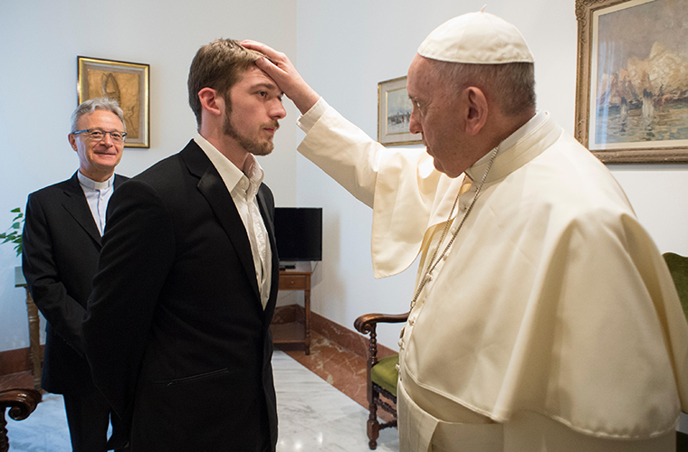 Pope Francis blessed Tom Evans, father of the seriously ill child, Alfie Evans, during a private audience in the Domus Sanctae Marthae at the Vatican April 18. Evans pleaded for "asylum" for his son in Italy so he may receive care and not be euthanized in England.