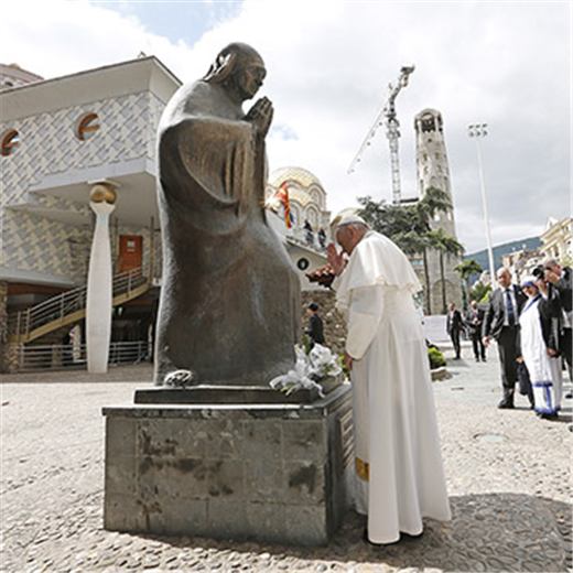 Pope Francis draws lessons from Mother Teresa in city of her birth