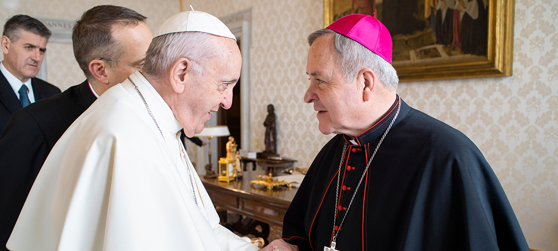 Pope speaks to Abp. Carlson, other U.S. bishops about pro-life issues, transgender ideology