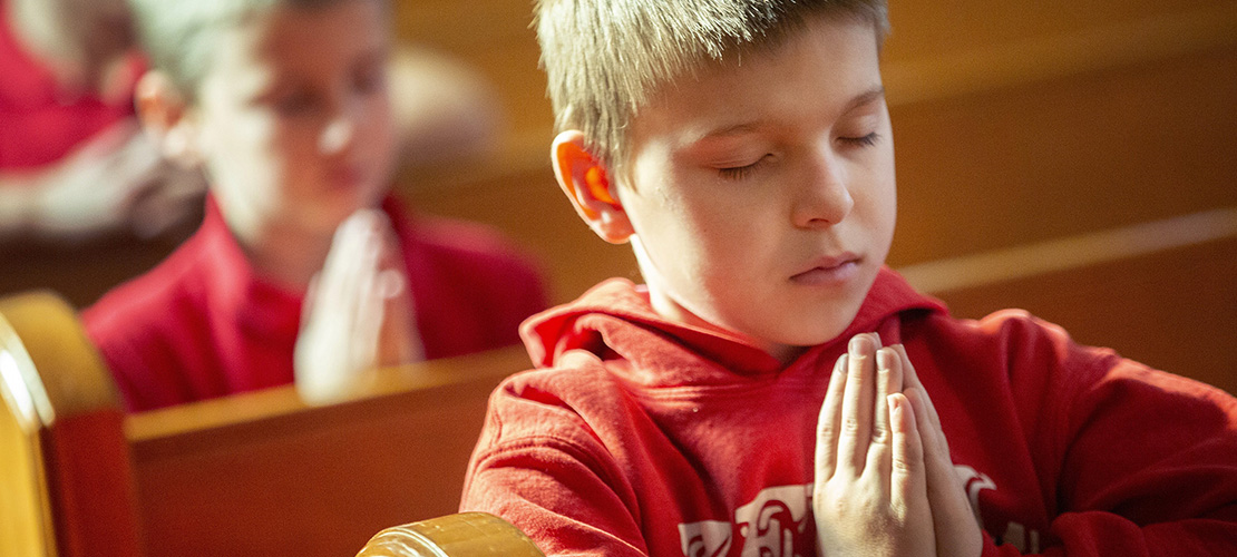 Students at St. Joseph School in Zell learn about the value of conversational prayer though guided meditations