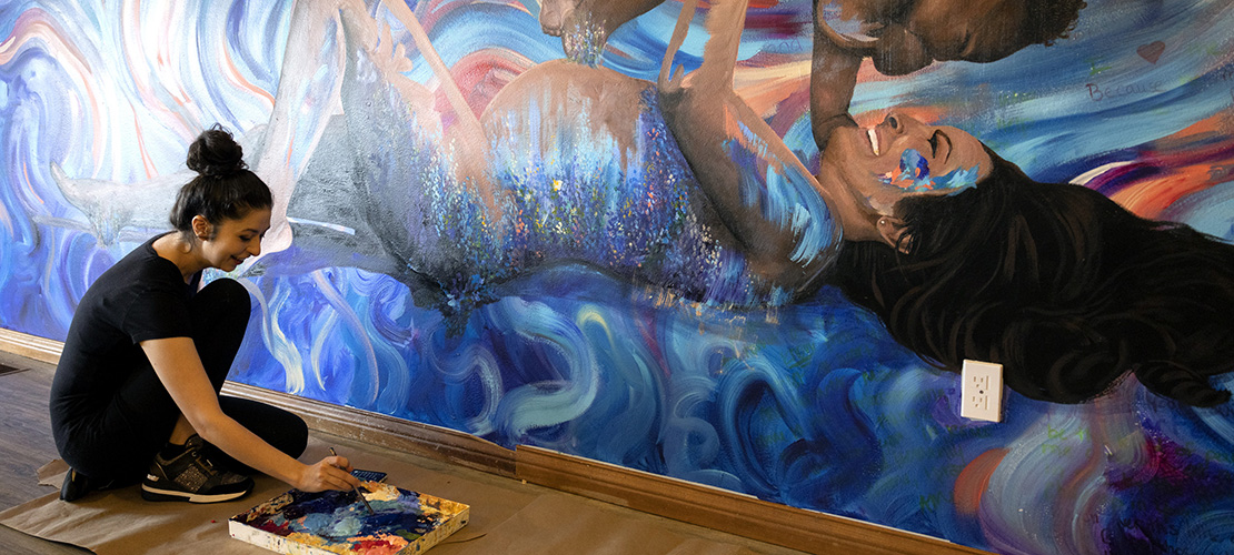 Artist’s mural at Our Lady’s Inn offers tangible reminder of support, hope to pregnant mothers