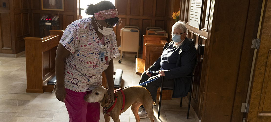 Therapy dog brings joy — and snuggles — to residents and staff of Mother of Good Counsel Home