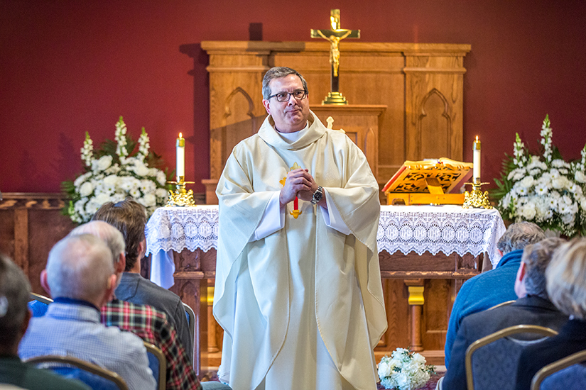 Father David Suwalsky, SJ, gave the homily Feb. 2 at First Friday Mass at The Catholic Studies Centre at St. Louis University. The centre recently dedicated the chapel, where the First Friday Masses are celebrated.