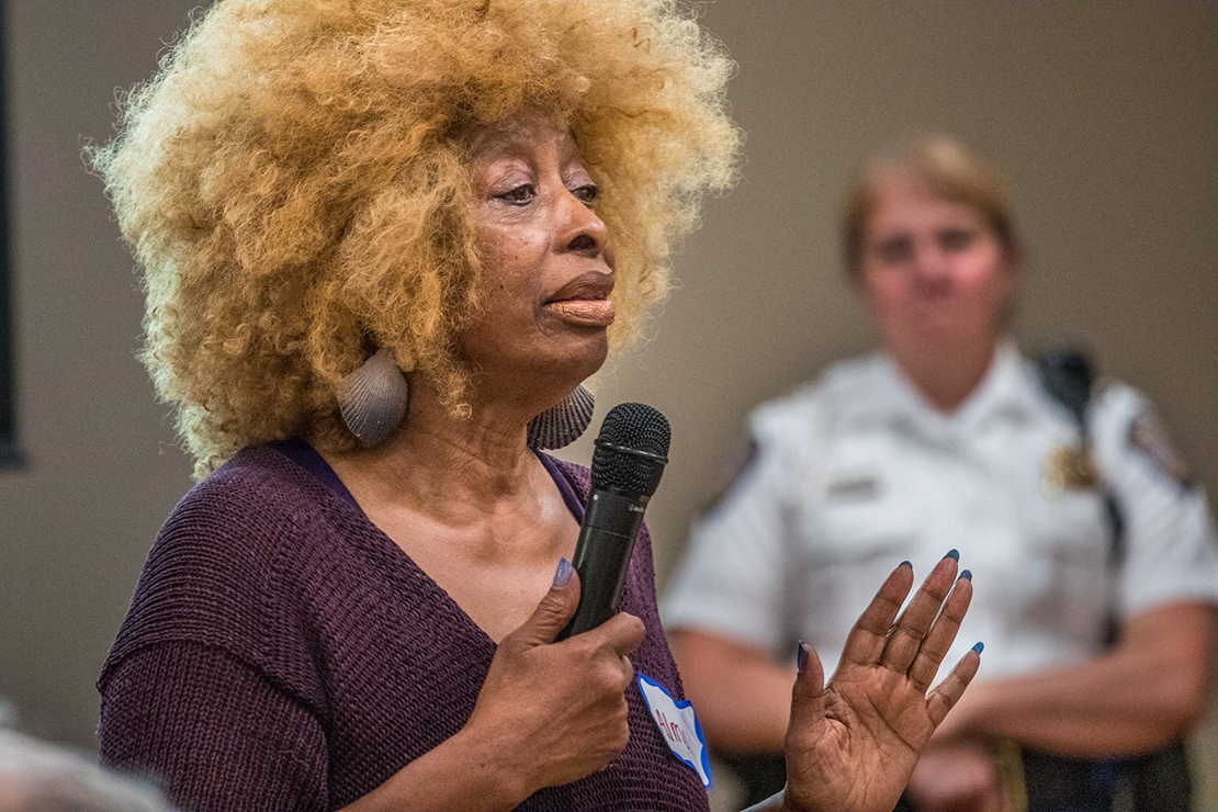 Tax consultant Alma Scarborough gave personal testimony about moments of racial bias in her life at a community conversation on implicit bias at Incarnate Word Parish on July 31. 