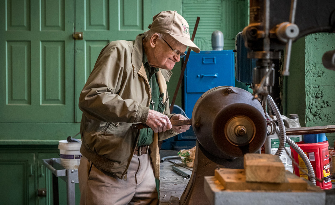 Jerry Hinders, 82, used a grinder recently in the workshop at La Salle Retreat Center in Wildwood, where he’s been restoring and organizing the three-room complex — tools, machines, work benches, cabinets, hardware and more. In the late 1950’s and early 60’s, he worked with and mentored Christian Brother James Miller, who Pope Francis has recognized as a martyr, clearing the way for his beatification.