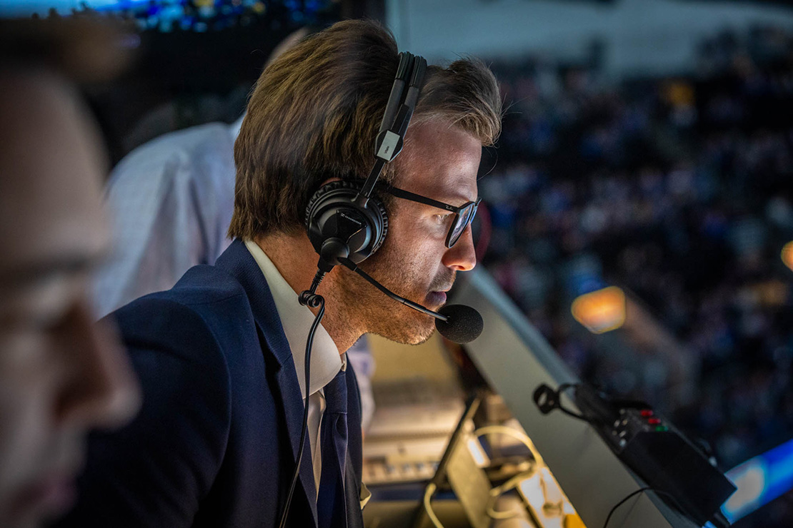 Broadcaster Joey Vitale called a St. Louis Blues hockey game at Enterprise Center on Feb. 26. Vitale, a graduate of Christian Brothers College High School in Creve Coeur, played in the NHL before suffering a concussion in a fight which ended his playing career.