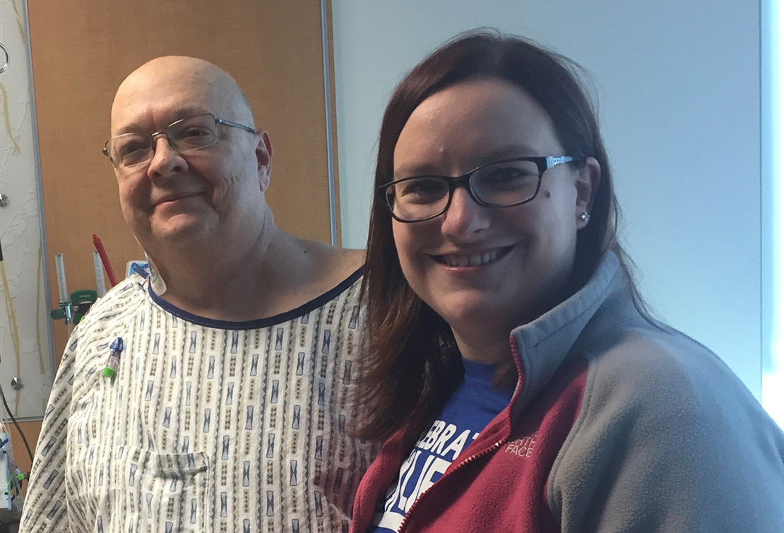 Pete Richards, left, received a kidney donated by Jane Kallal.