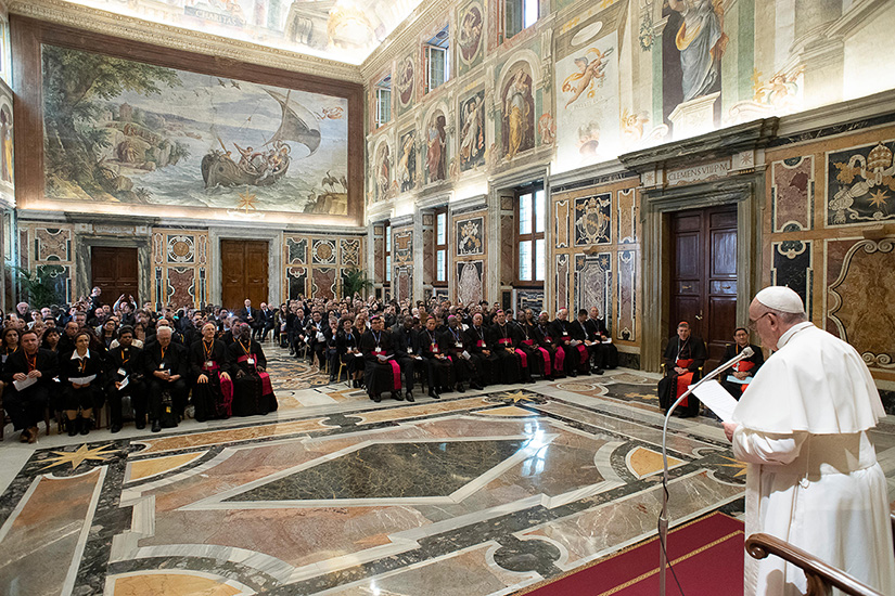 Pope Francis met with members of the Catholic Biblical Federation celebrating the organization’s 50th anniversary April 26 at the Vatican. He said, “it would be beautiful if the word of God increasingly became the heart of every Church activity, the beating heart that gives life to the members of the body.”
