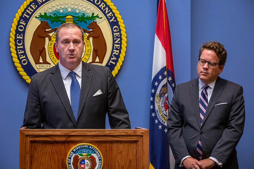 Missouri Attorney General Eric Schmitt and his first assistant, Thomas Albus, spoke about the attorney general's report on clergy abuse in the state at a press conference in the Office of the Missouri Attorney General in St. Louis on Sept. 13. The report included a list of 163 members of the clergy in the state accused of abuse or misconduct with minors and five recommendations for potential reforms for the Church.
