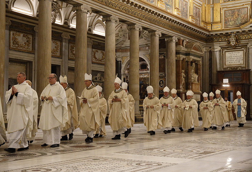 U.S. bishops from Iowa, Kansas, Missouri and Nebraska processed in to concelebrate Mass at the Basilica of St. Mary Major in Rome Jan. 14. The bishops were making their "ad limina" visits to the Vatican to report on the status of their dioceses to the pope and Vatican officials. 