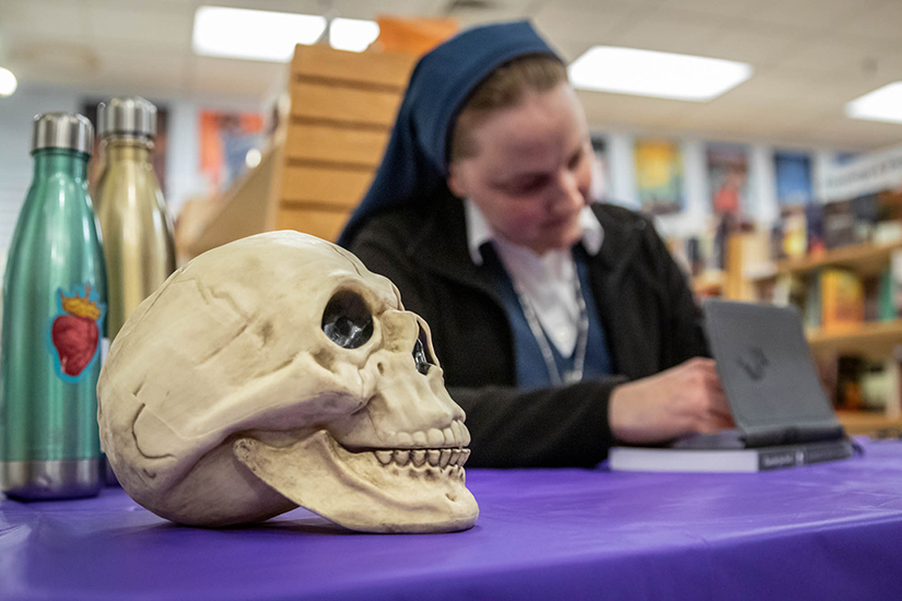 Sister Theresa Aletheia Noble, FSP, signed her book about the devotion of memento mori (remember your death) at Pauline Books & Media in Crestwood on Feb. 27.