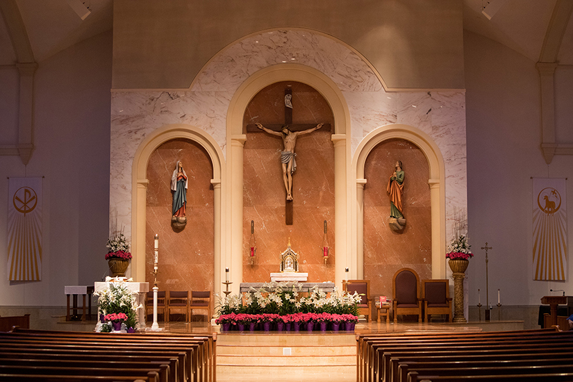 The altar is seen at Immaculate Conception Catholic Church in Houston April 29, 2020. Mental health advocates are encouraging parishioners to take care of themselves as the state begins to reopen amid the COVID-19 pandemic.