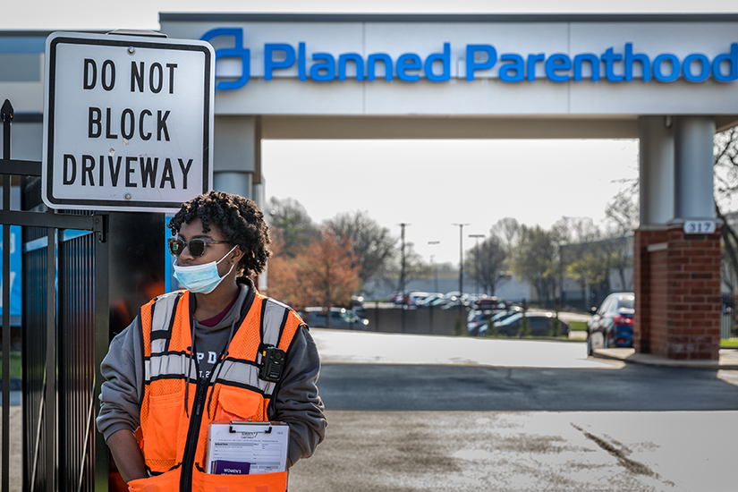 Gabrielle Stafford, a LIFE Choice Associate with Coalition for Life St. Louis, stood outside of Planned Parenthood April 5 in Fairview Heights, Illinois. LIFE Choice Associates provide sidewalk counseling activities near local abortion facilities, offering women information on alternatives to abortion. Coalition for Life St. Louis expanded its sidewalk counseling to Fairview Heights after Planned Parenthood opened an 18,000-square-foot facility there in October 2019.