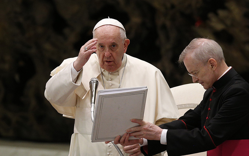Pope Francis gave a blessing during his general audience Sept. 1 in St. Peter's Square at the Vatican.