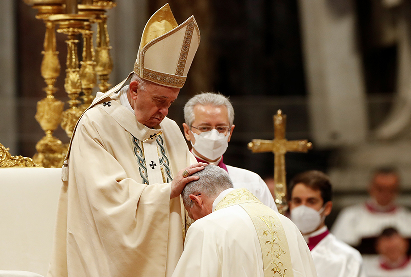 Pope Francis ordained Bishop Guido Marini, former master of papal liturgical ceremonies, during an episcopal ordination ceremony in St. Peter’s Basilica at the Vatican Oct. 17. The pope also ordained Archbishop Andres Gabriel Ferrada Moreira, the secretary of the Congregation for Clergy.