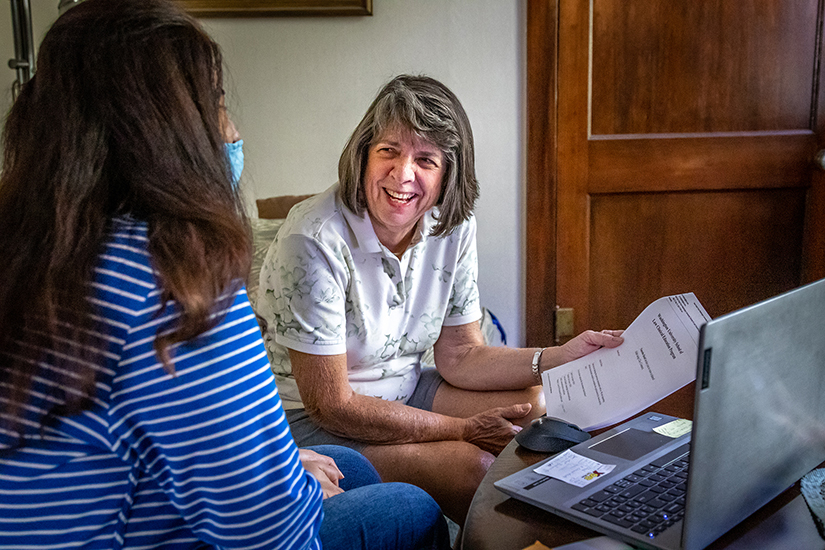 Diane Rademacher volunteers as a tutor and helped an Afghan refugee at her home in St. Louis in September.