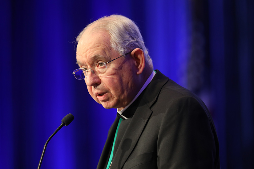 Archbishop José H. Gomez of Los Angeles, president of the U.S. Conference of Catholic Bishops, gave his presidential address Nov. 16 during a session of the bishops' fall general assembly in Baltimore.