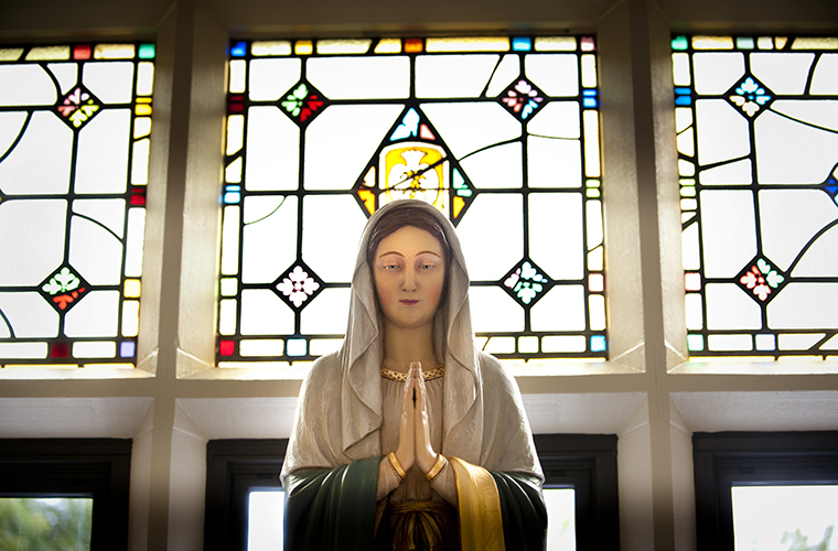 A statue of Mary in the Cardinal Rigali Center.