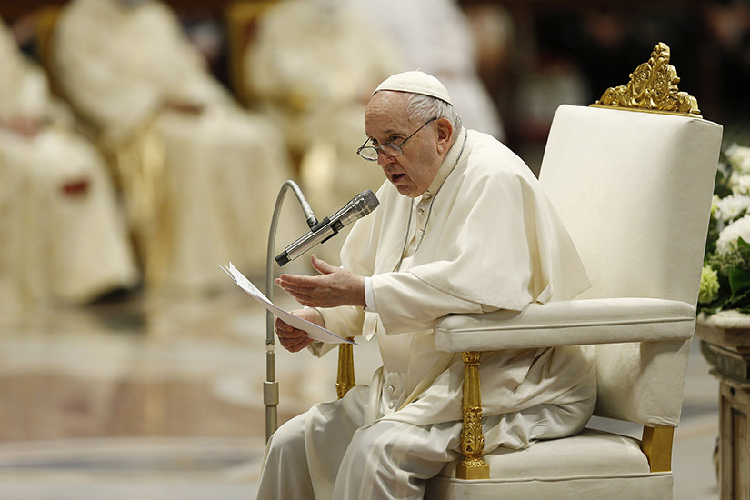 Pope Francis gave the homily at Mass marking the feast of Divine Mercy in St. Peter’s Basilica at the Vatican April 24.