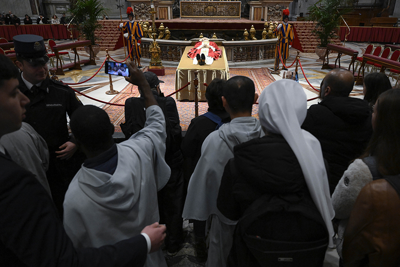 People paid their respects at the body of Pope Benedict XVI in St. Peter’s Basilica at the Vatican Jan. 3.