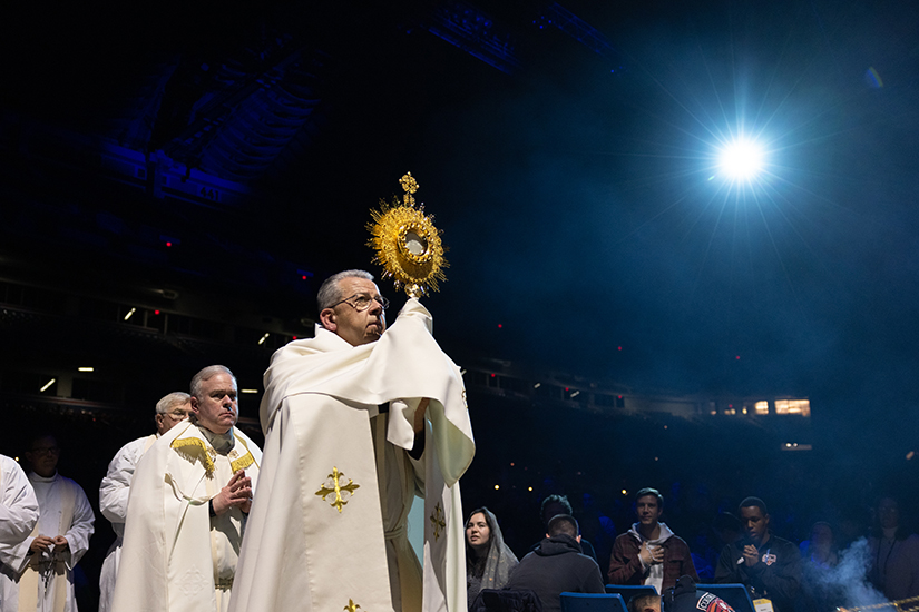 The Eucharist was processed around the crowd during day three of SEEK23 on Jan. 4 at America’s Center Convention Complex in St. Louis.