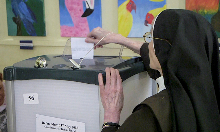 A woman religious cast her ballot May 25 in Dublin as Ireland held a referendum on its abortion law. Voters went to the polls May 25, and more than 66 percent voted to remove the right to life of the unborn from the country’s constitution, paving the way for abortion on demand up to 12 weeks.