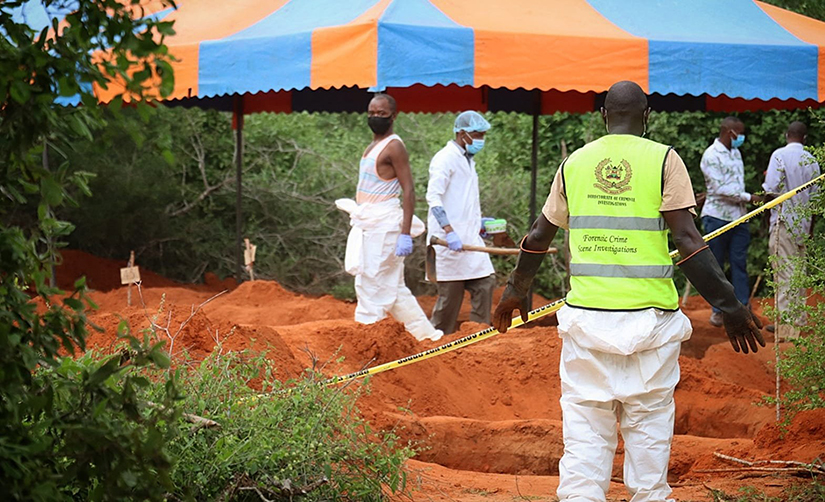 Kenyan authorities retrieved bodies from shallow graves in the 800-acre ranch in Kilifi County near the town of Malindi. As of May 3, the official death toll was 110. All victims were followers of the Good News International Church Pastor Paul Mackenzie. He told his followers to pray and fast to meet Jesus and that the world would end April 15, with many followers starving to death.