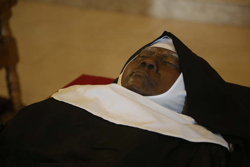 The exhumed body of Sister Wilhelmina Lancaster, foundress of the Benedictines of Mary, Queen of Apostles, lay in repose in the church at the Abbey of Our Lady of Ephesus in Gower on May 21.