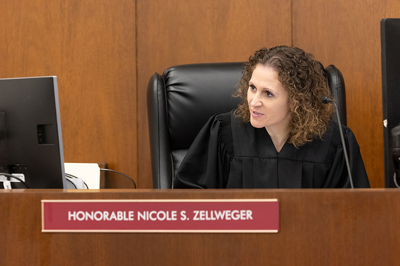 Judge Nicole Zellweger, a parishioner at St. Joseph in Clayton, spoke to attorney Jennifer Piper during a hearing June 9 at the St. Louis County Courts building in Clayton. “Being Catholic is who I am,” Zellweger said. “The Catholic faith informs how I treat people in and out of court.”