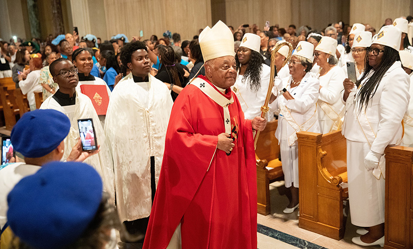 Washington Cardinal Wilton D. Gregory processed to the altar for the opening Mass for the 13th National Black Catholic Congress that he celebrated July 21 at the Basilica of the National Shrine of the Immaculate Conception in Washington.