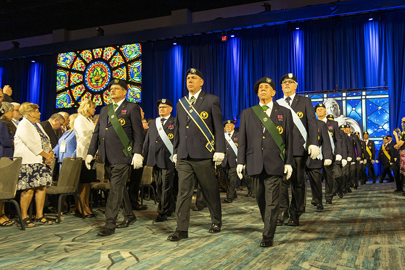 Fourth-degree Knights from DeSoto Province, led by Supreme Master Michael McCusker, center, provided an honor guard Aug. 1 for the opening Mass of the Knights of Columbus 141st Supreme Convention in Orlando, Fla.