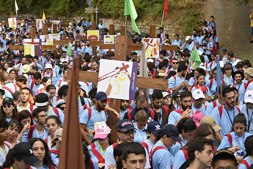Over 1,500 youth prayed the Stations of the Cross while processing during a local World Youth Day in Beirut, Lebanon, held Aug. 3-6.